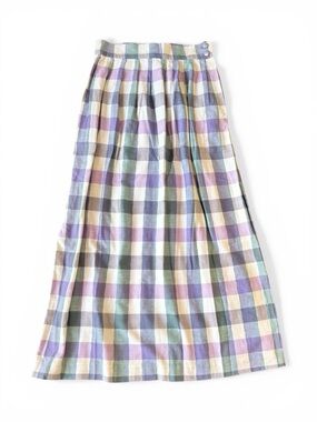 Vintage Cullinane 100% Cotton Plaid Maxi Skirt 8, New Never Worn Made In USA